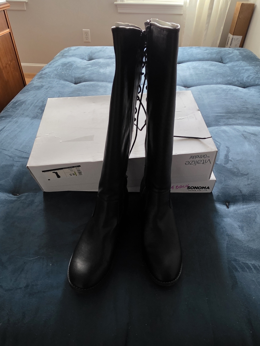 Sonoma Black Over-the-Knee Lace-Up Boots With Zipper
